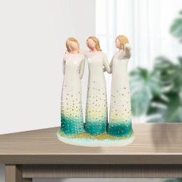 Sculptures Three Sisters Resin Abstract Figure Sculpture HandPainted Resin Small Statue Craft Desktop Ornament Gift for Friends Sisters