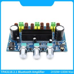 Amplifiers TPA3116D2 Audio Amplifier Bluetooth 5.0 Three Channels Bass 100W 2X50W High Power Amplifiers Board Class D TPA3116 2.1 Amp