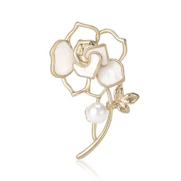 Brooches Pearl Flower For Women 3-color Shell Camellia Flowers Pins Office Party Friend Gifts Accessories