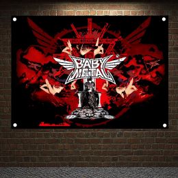 Accessories Scary Bloody Metal Music Ad Rock Music Stickers Famous Band Flag Banner BABYMETAL Canvas Painting Music Festival Party Decor