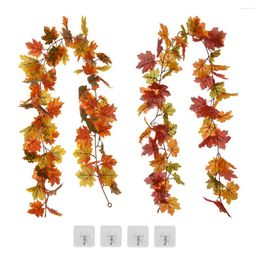 Decorative Flowers 2 Pieces Artificial Leaf Garland Simulation Fake Vine Holiday Decor