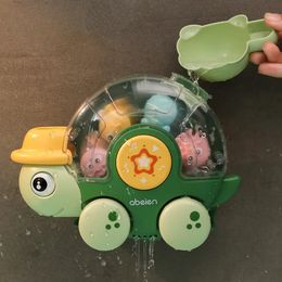 Kids Bath Toys for Baby 0-3 Years Old Girls Boys Tortoise Waterwheel with Suction Cup Bathroom Toys for Children Toddler 240423