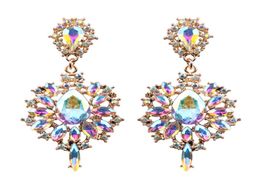 Women Drop Earrings Colourful Flower Big Starburst Pendant Crystal Stud Gem Statement Earrings Jewellery Gifts 6410620