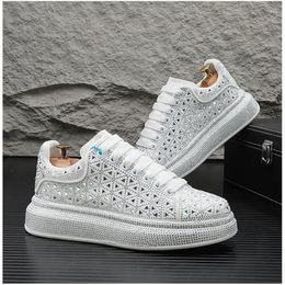 Casual Shoes 2024 Luxury Designer Men's Rhinestone Punk Sneakers Hip Hop Male Platform Flats Zapatillas Hombre