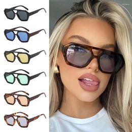 Sunglasses Square Driving Hexagonal UV400 Protection Double Bridge Sun Glasses Designer-Inspired Thick Frame Shades