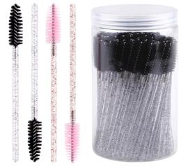 Makeup Brushes 100Pcs Disposable Eyelash Brush Crystal Mascara Wands Makeups Applicators Diamond Handle Spoolie Cosmetic Eyebrow T9073682