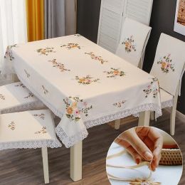Pads Chinese Style Embroidery Table Cloth Cotton and Linen Flowers Tablecloth Round Square Rectangular Coffee Table Fresh Covertowel