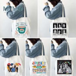 Totes Friends TV Show Shoulder Bags Fashion Women Large Capacity Graphic Shopping Bag No Zipper Girls Canvas Casual Eco Tote Handbag