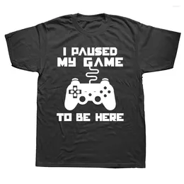 Men's T Shirts Casual I Pause My Game To Be Here Graphic T-Shirt Men Summer Cotton Gamer Gaming Player Humour Crew Neck Top