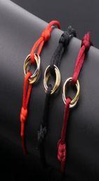 Fashion Women Lover Bangle Handmade Rope Chain Bracelet Charm Titanium Stainless Steel three circles9055739