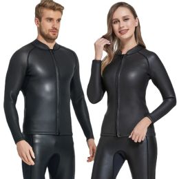 Suits 2MM Neoprene Men Women Long Sleeve Leather Wetsuit Swim Jacket Plus Size Scuba Snorkeling Surfing Spearfishing Diving Suit Tops