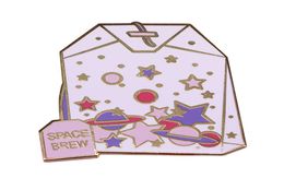 Space brew lapel pin planet galaxy brooch funny tea bag badge creative astronomy jewelry8185252