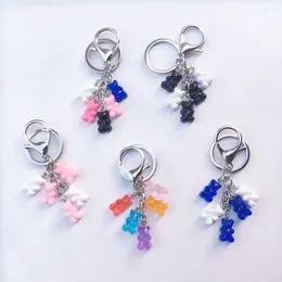 Keychains Colorful Trendy Multicolor Gift For Women Bear Charm Key Chain Jewelry Ring Fashion Accessories