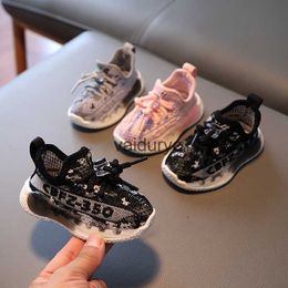 Sneakers Childrens shoes autumn new baby boys coconut girls breathable flying net soft soled walking H240506