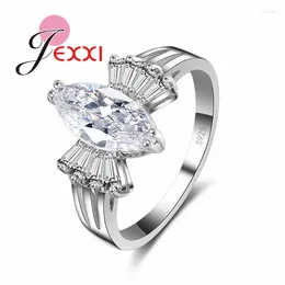 Cluster Rings Christmas Gift Bow Design Oval Cubic Zircon Crystal 925 Sterling Silver Engagement Wedding For Woman Proposal