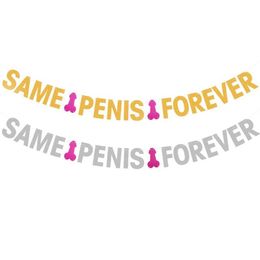 Banner Flags Gold SAME PENIS FOREVER Banner Hen Banner Bachelorette Party Decorations Garland Hen Bunting Flags Party Supplies