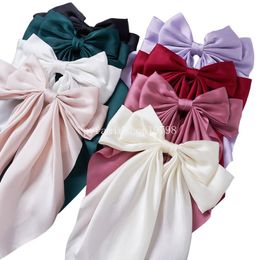Vintage Large Bow Hair Clip Trend Long Ribbon Hairpins Barrettes Headwear For Women Girl Hair Accessories Wedding Jewellery