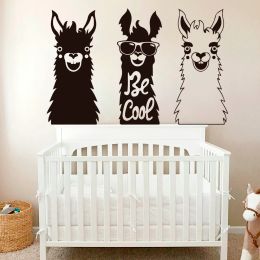 Stickers Cartoon Set Of 3 Alpaca Llama Wall Decals Kids Room Bedroom Large Alpaca llama Animal Pet Wall Sticker Living Room Vinyl Art