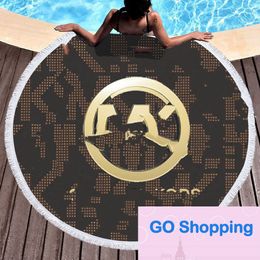 Factory Direct Sales Tide Brand round Printed Beach Towel Microfiber plus Tassel Feel Soft Beach Towel