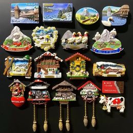 Fridge Magnets Switzerland Ski Scenery Cuckoo Clock Zermatt Diemtigtal BergeLake Luzern Jungfraujoc Residence Swiss Dairy Cattle 240506