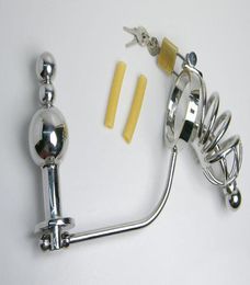 Stylish Male chasity Stainless Steel Anal plug male chasity devices with Adjustable Anal plug Butt beads fetish sex toys cage de c7903718