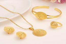 14k Solid Fine Gold Filled Necklace hat Pendants Earrings Ring Bangle Set Eretrian African Abyssinia Ancient jewelry set6246847