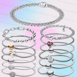 Designer charms bracelets for women Diamond 925 silver chain DIY fit Pandoras classics size 16-21cm bracelet Jewellery gift with Original box