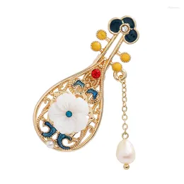 Brooches Morkopela Vintage Chinese Style Women Jade Flower Freshwater Pearls Pins Clothes Bag Jewellery Gift For Friends