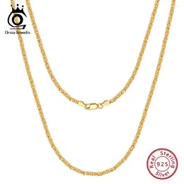 Chains ORSA JEWELS 2.5mm Flat Byzantine Link Chain Necklace For Women 925 Sterling Silver Italian Dainty Jewellery SC79