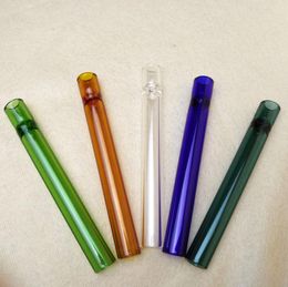 Mini Color Glass Taster Pipe Drinking Straws steamroller Handmade One Hitter Portable Taster Pipes for Dry Herbs and Tobacco8281317