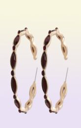 Vintage Mosaic Red Crystal Hoop Earrings for Women Retro Zinc Alloy Gold Color Drop Earrings Jewelry Party Club Ears Jewelry16886570