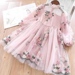 Girl's Dresses Kids Autumn Winter Dresses For Girls Elegant Princess Wedding Party Dress Lace Children Embroidery Casual Clothes 3-8Y Vestidos