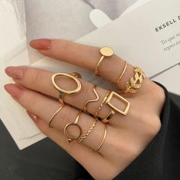 Cluster Rings 11pcs Fashion Jewelry Set Metal Alloy Geometry Leaf Snake Butterfly Women Finger Ring For Girl Lady Party Wedding Gifts