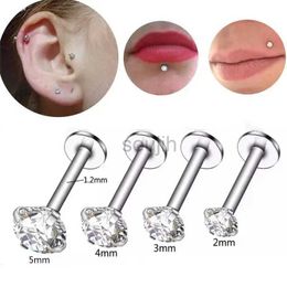 Body Arts 3Pcs 16G Stainless Steel Labret Piercing Jewellery Crystal CZ Monroe Nose Lip Studs Helix Tragus Conch Cartilage Earrings 6/8/10mm d240503