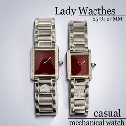 womens watches designer watches fashion watches luxury watch Tank Wristwatches 25 or 27MM Folding buckle Stainless Steel Casual Silver watchstrap movement watch
