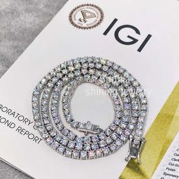 IGI verifiziert 3 mm 18 -Zoll -Tennisketten Halskette Labor Züchtung Diamonds Schmuck
