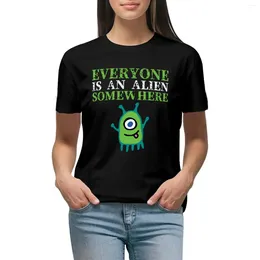 Women's Polos Everyone Is An Alien Somewhere T-shirt Hippie Clothes Aesthetic Clothing Animal Print Shirt For Girls Tee