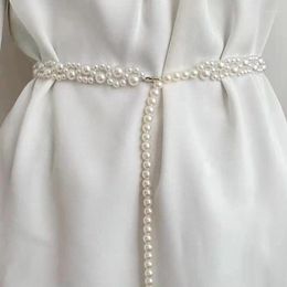 Belts 100cm Temperament Elegant Pearl Belt Waist Female Girls Dress Crystal Strap Wedding Chain Girl Accessories