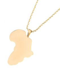 Stainless Steel Big Size Africa Map Pendant Necklaces for WomenMen Trendy Gold Color African Maps Jewelry Ethiopian Gifts3787558