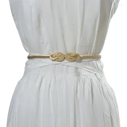 Belts Women's Metal Spring Waist Chain Luxury Fashion Dress Cloud Double Buckle Elastic Small Belt