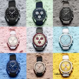 مع Box Mens Bioceramic Moon Watches Full Function Quarz Mission to Mercury 42mm Nylon Watch Limited Edition Master Wristwatch 3147 7647889