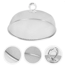 Dinnerware Sets 1pc Stainless Steel Cover Foldable Circular Tents For Home (Silver Diameter 24CM)