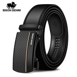 hion Accessories BISON DENIM genuine leather automatic mens belt luxury Str mens design with mens high-quality fashion belt N71416 J240506