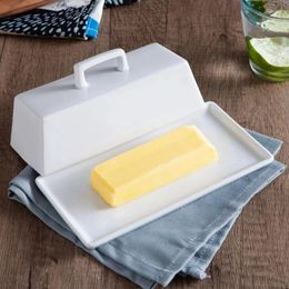 Plates Ceramic Butter Dish With Lid Box Pan Cheese Plate Cake Dim Sum Dessert Snack Bowl