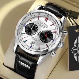 Wristwatches LIGE Chronograph Watches Man Luxury Casual Leather Quartz Mens Watch Business Wristwatch Male Sports Waterproof Date Clock