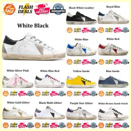 Golden Women Shoes Super Designer Star Brand Men New Release Italy Sneakers Sequin Classic White Do Old Dirty Casual Shoe Lace Up Woman Man