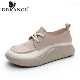 Casual Shoes DRKANOL Women Chunky Platform Sneakers 2024 Quality Genuine Leather Thick Bottom Lightweight Versatile H68871