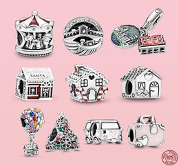 925 Silver Fit Charm 925 Bracelet Sparkling House Suitcase Car Home charms set Pendant DIY Fine Beads Jewelry5730465