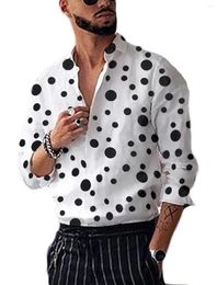 Men's Casual Shirts 2024 Style Small Polka Dot Ethnic Pattern 3D Digital Printing Loose Hawaiian Long-sleeved Shirt