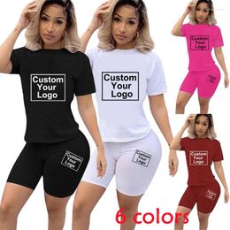 Women's Tracksuits DIY Printed Casual Tracksuit Women Two Piece Set Summer T-Shirts And Shorts Sets Solid Colour 2 Jogging Suits